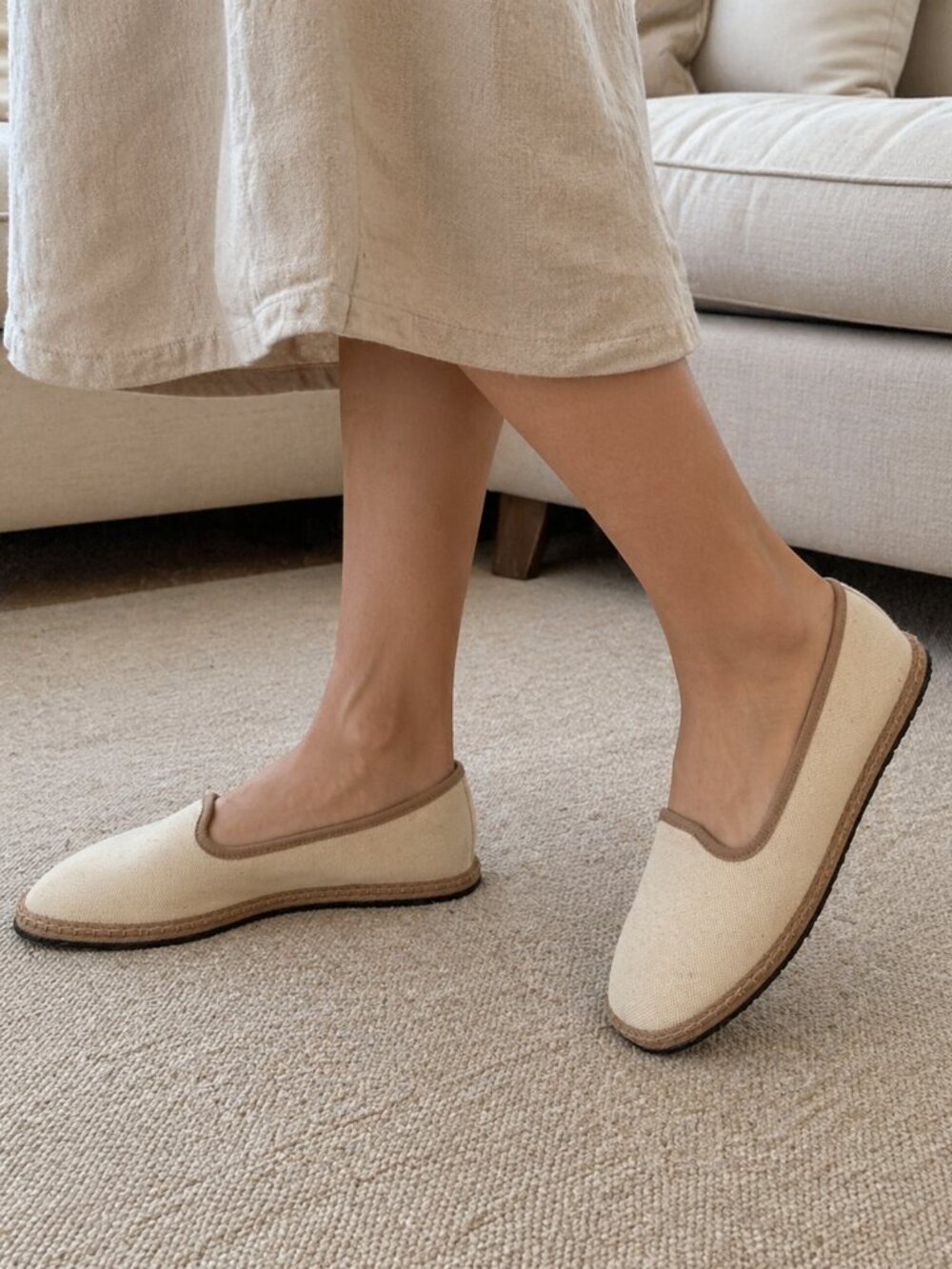 pratesi resort canvas espadrille flats ecru tan size 5 made in italy